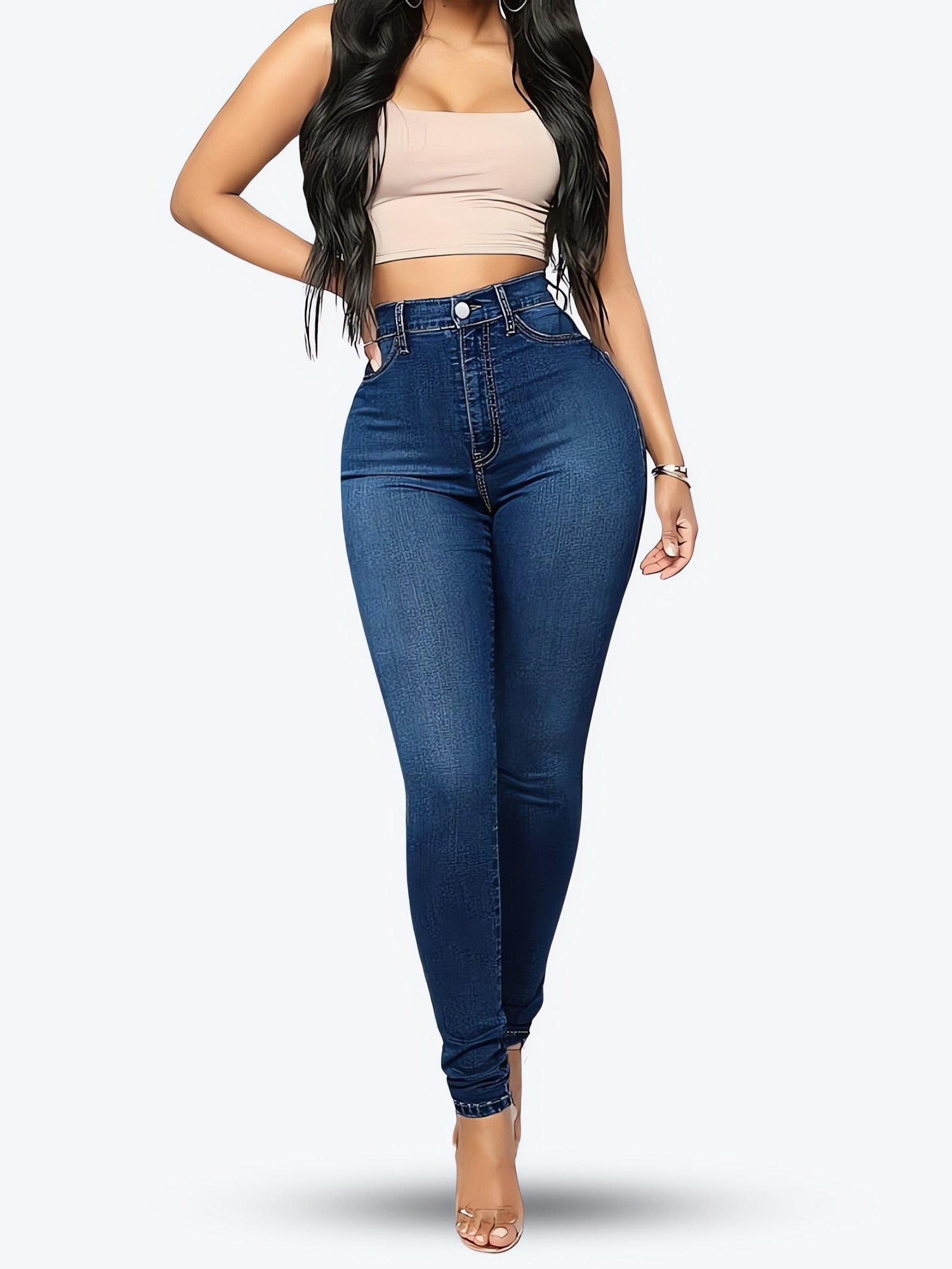 High Rise Denim Skinny Jeans - KAYSMAR