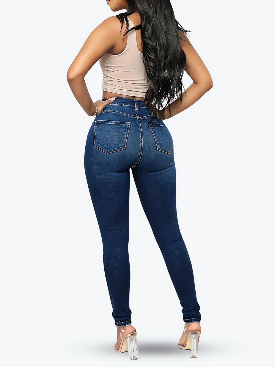 High Rise Denim Skinny Jeans - KAYSMAR