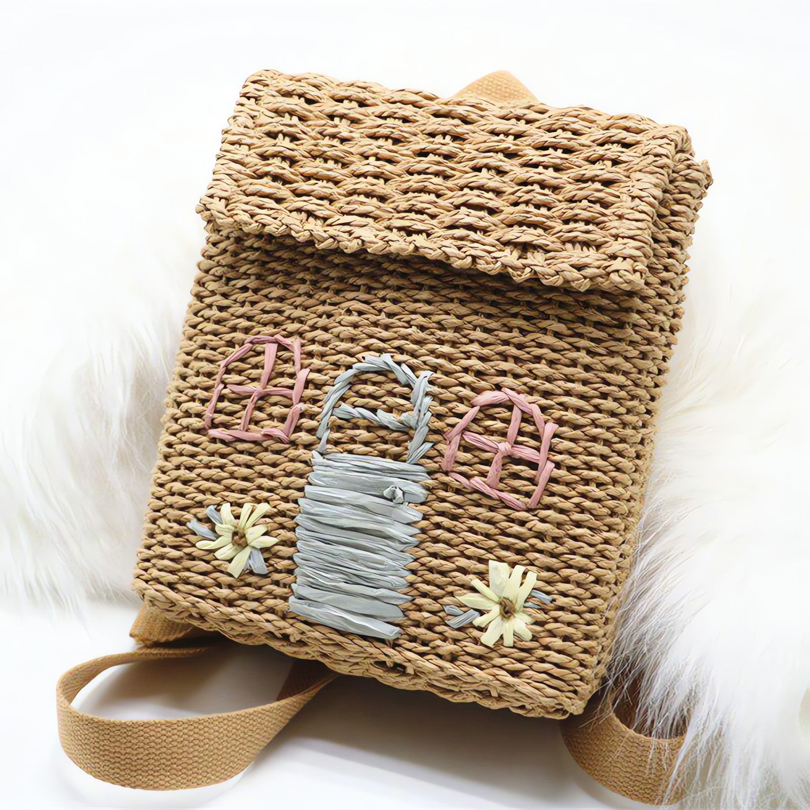 Home Design Straw Backpack - KAYSMAR