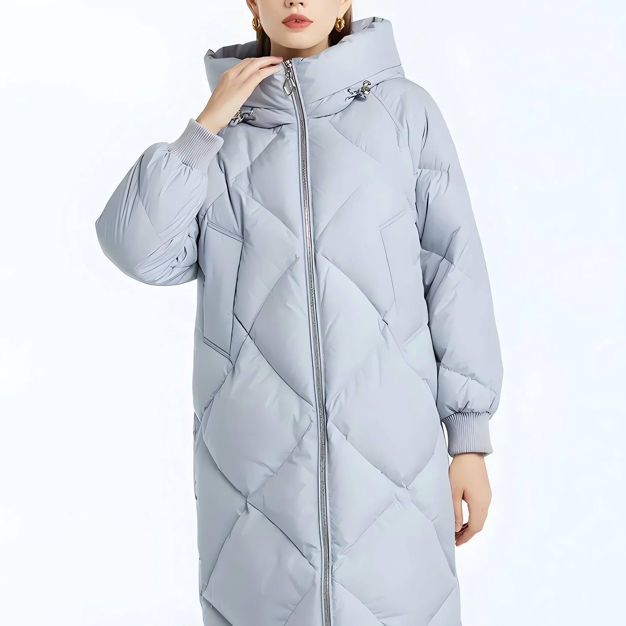Hooded Zip-Up Long Puffer Coat - KAYSMAR