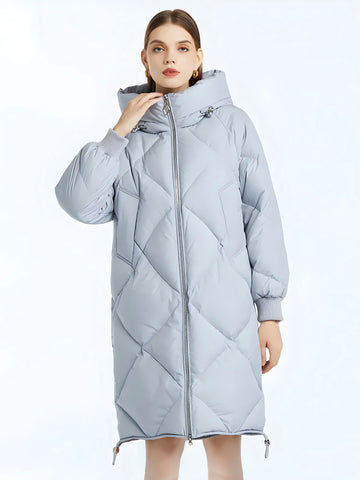 Hooded Zip-Up Long Puffer Coat - KAYSMAR