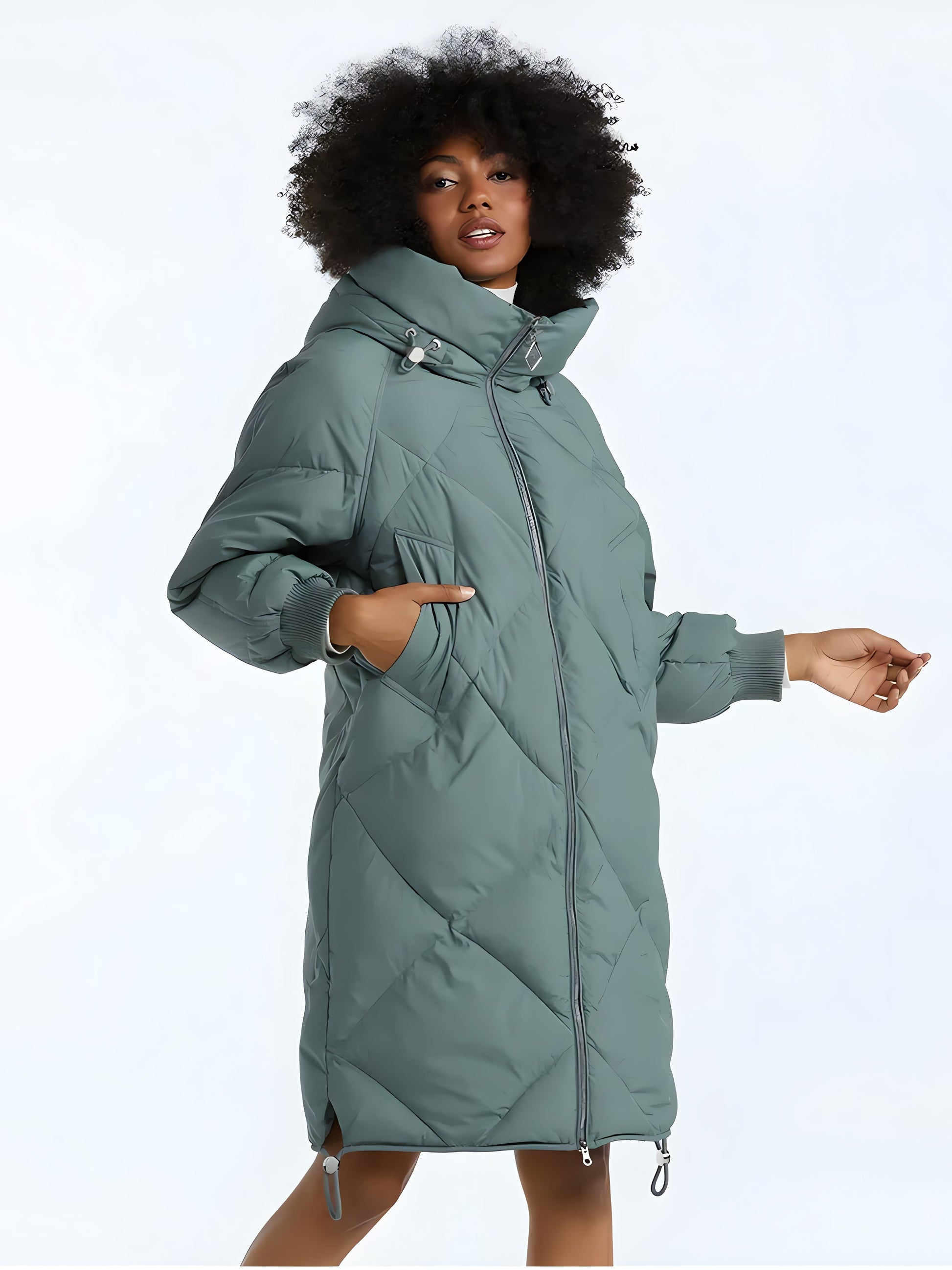 Hooded Zip-Up Long Puffer Coat - KAYSMAR