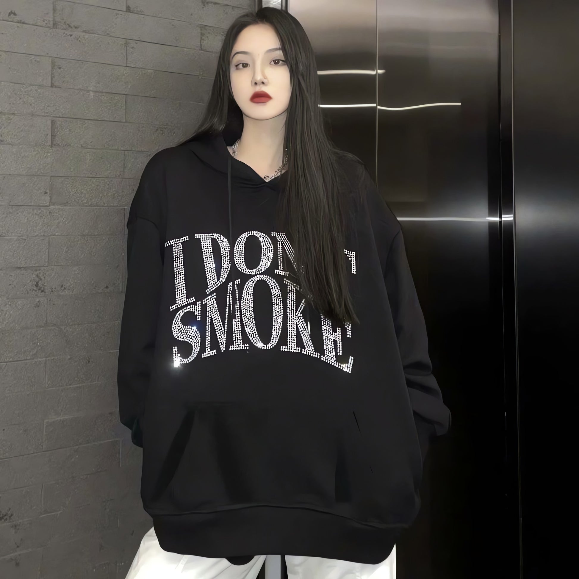 I Don't Smoke Rhinestone Hoodie - KAYSMAR