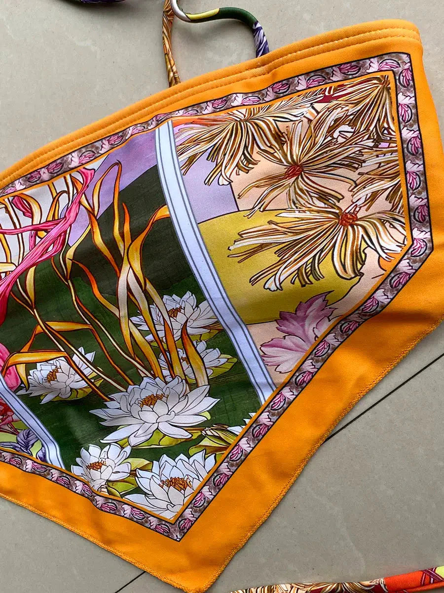 Indie Floral Bandana Scarf Bikini Set - KAYSMAR