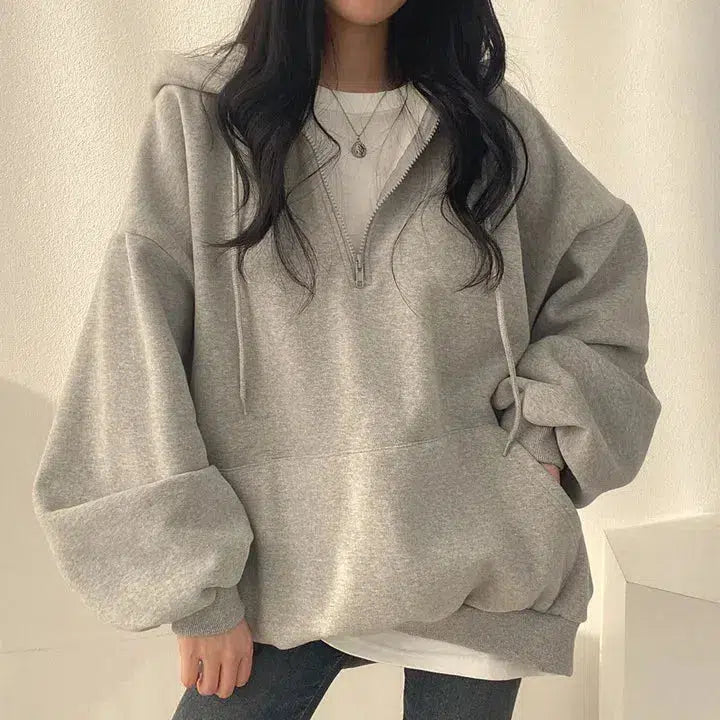 Indie Oversized Zip Up Hoodie - KAYSMAR
