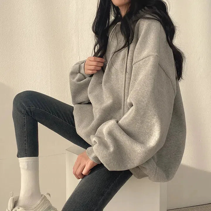 Indie Oversized Zip Up Hoodie - KAYSMAR