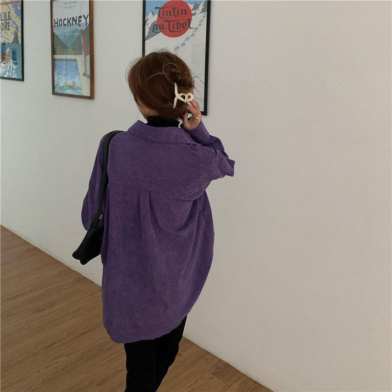 Indie Purple Corduroy Casual Shirt - KAYSMAR