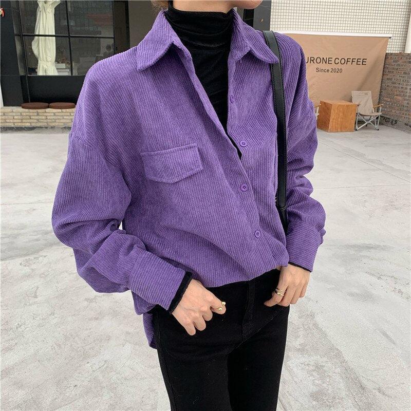 Indie Purple Corduroy Casual Shirt - KAYSMAR