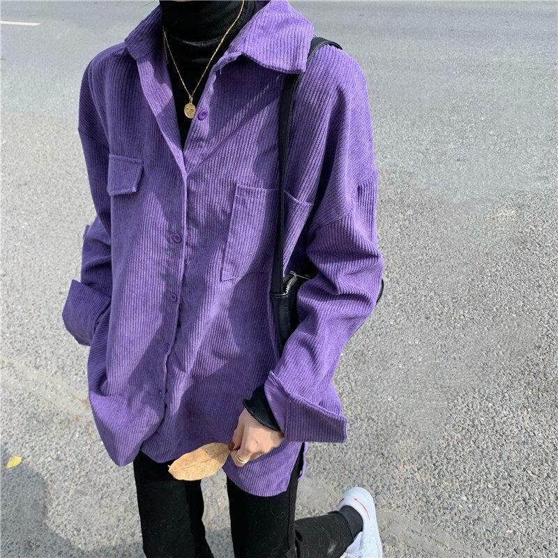 Indie Purple Corduroy Casual Shirt - KAYSMAR