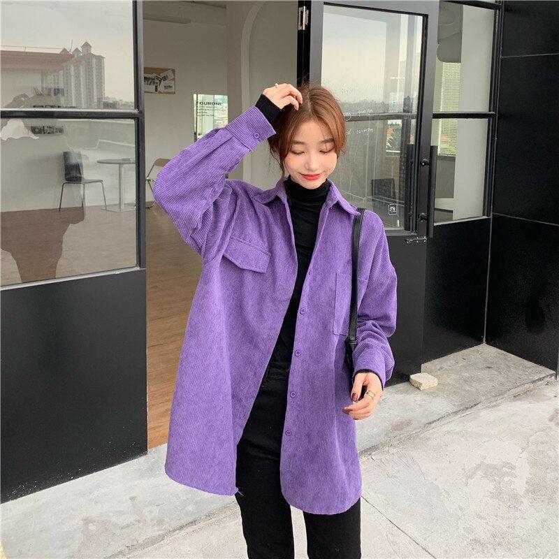 Indie Purple Corduroy Casual Shirt - KAYSMAR