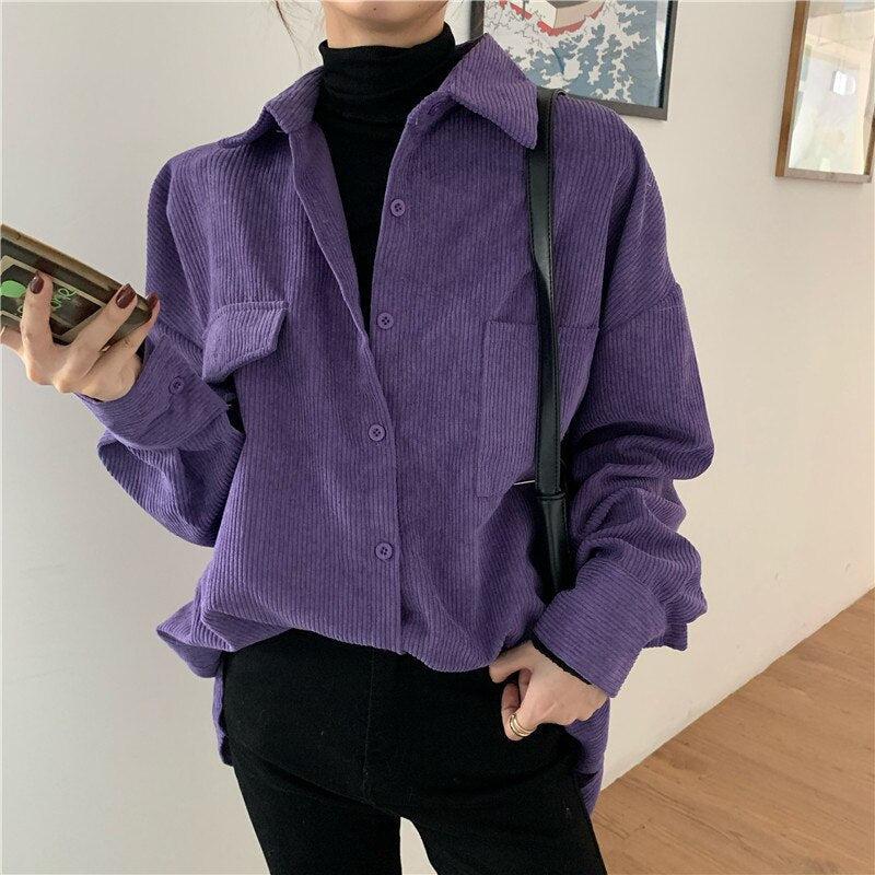 Indie Purple Corduroy Casual Shirt - KAYSMAR