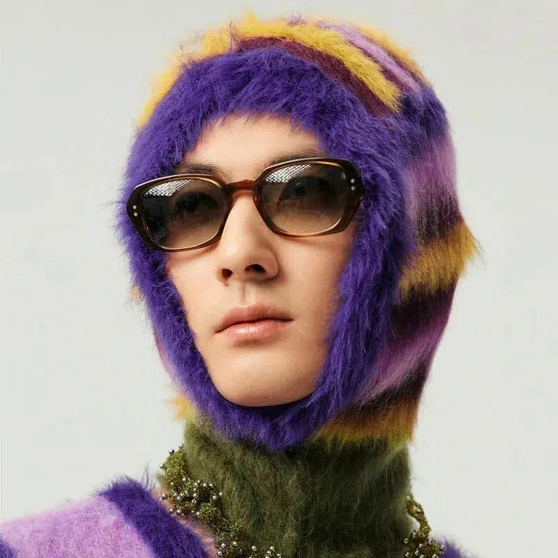Indie Striped Fluffy Balaclava - KAYSMAR