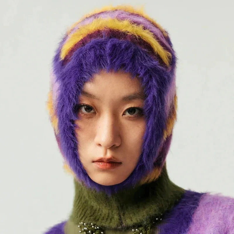 Indie Striped Fluffy Balaclava - KAYSMAR