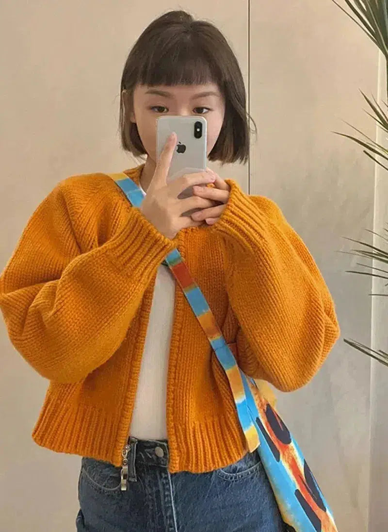 Indie Zip Up Knitted Cardigan - KAYSMAR