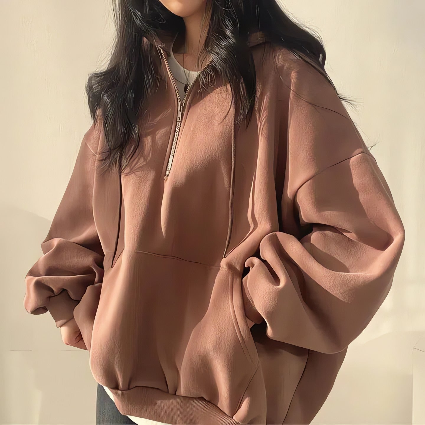 Indie Oversized Zip Up Hoodie - KAYSMAR