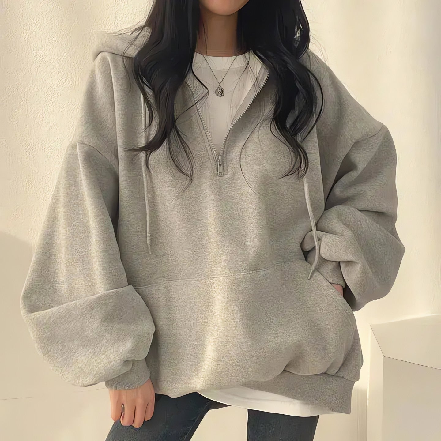 Indie Oversized Zip Up Hoodie - KAYSMAR
