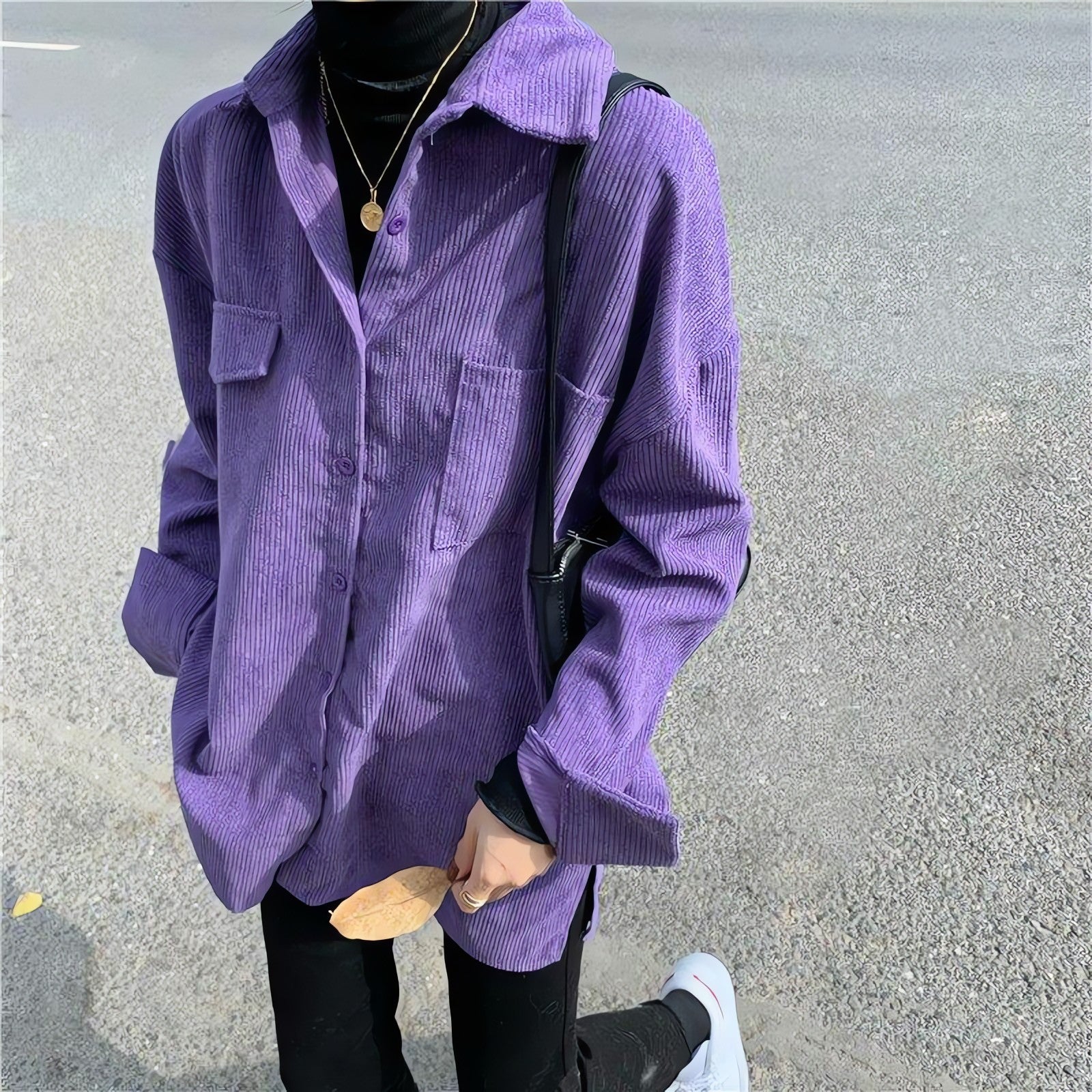 Indie Purple Corduroy Casual Shirt - KAYSMAR