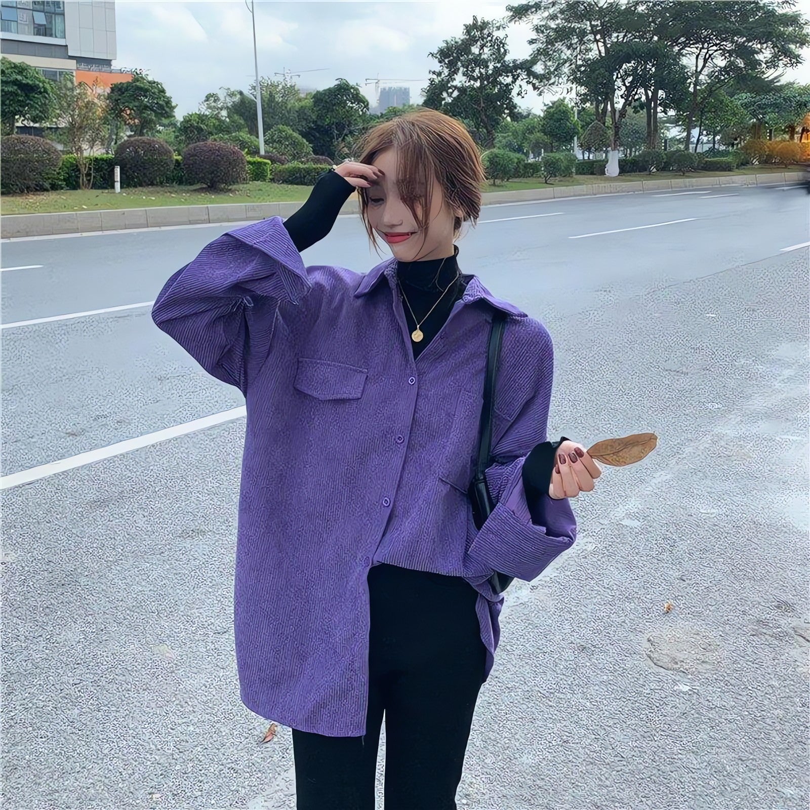 Indie Purple Corduroy Casual Shirt - KAYSMAR