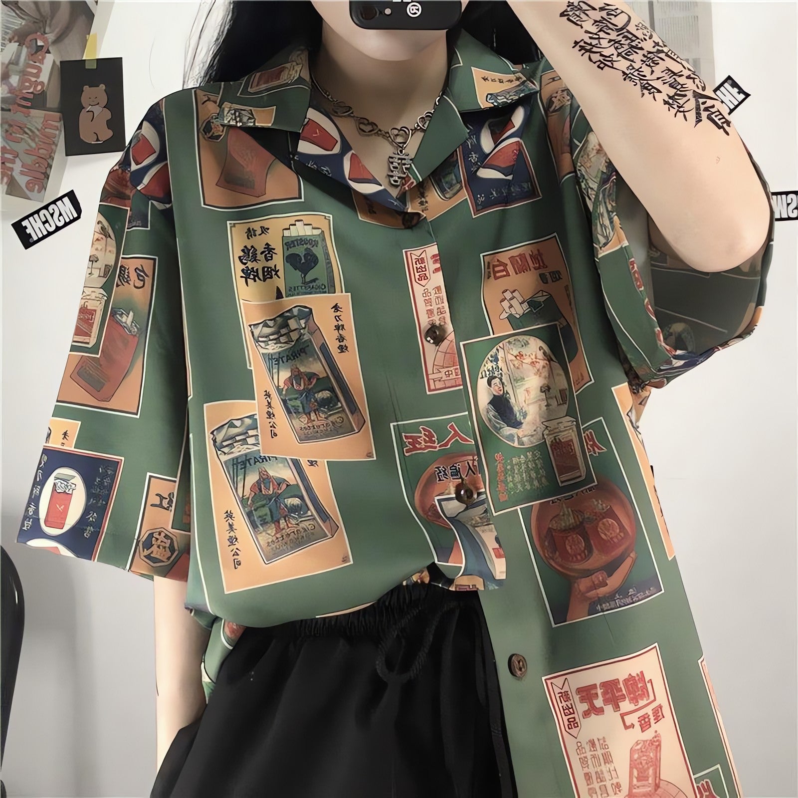 Japanese Figure Print Shirt - KAYSMAR