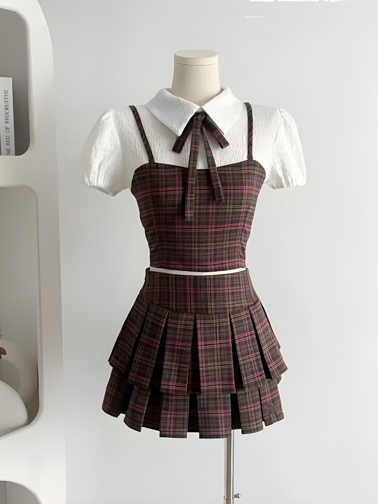 Kawaii Plaid Two Piece Set - KAYSMAR