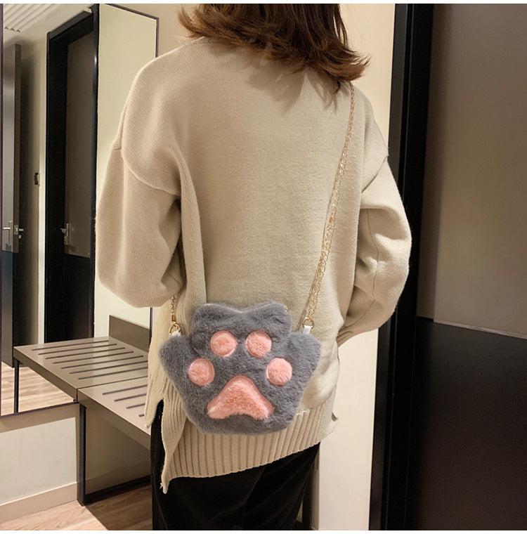 Kawaii Plush Paw Crossbody Bag - KAYSMAR