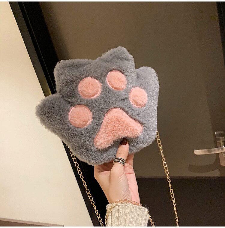 Kawaii Plush Paw Crossbody Bag - KAYSMAR