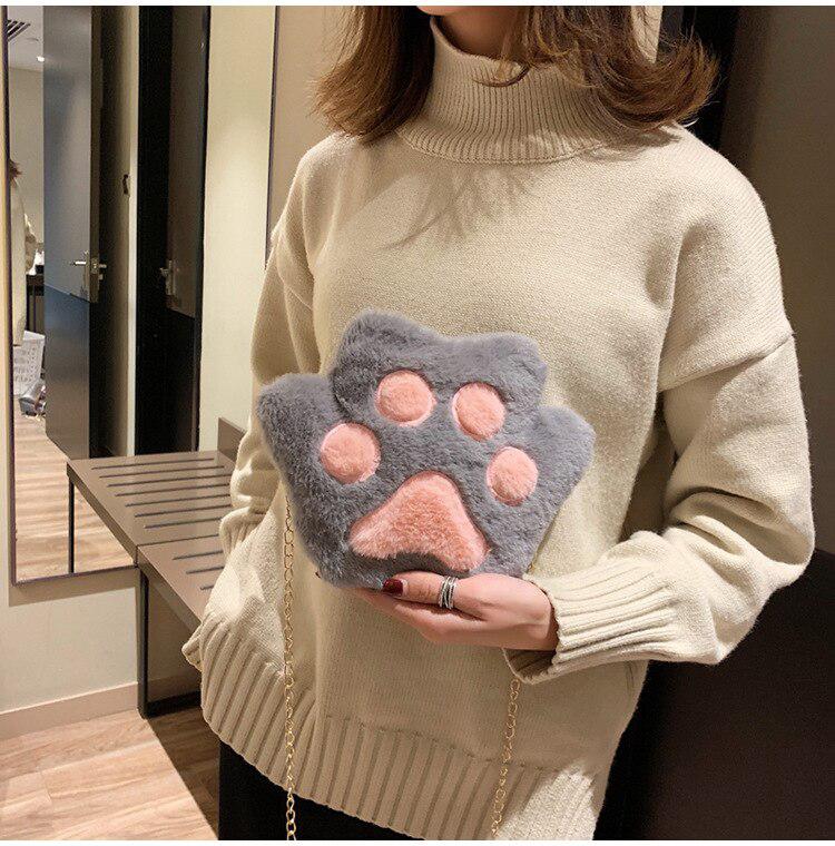 Kawaii Plush Paw Crossbody Bag - KAYSMAR