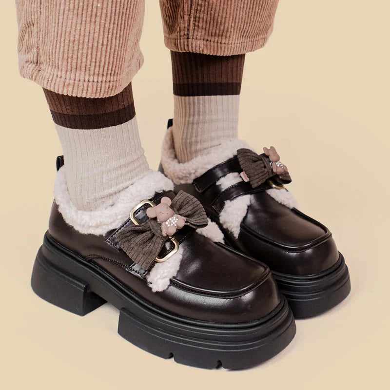 Kawaii Teddy Bear Platform Oxford Shoes - KAYSMAR