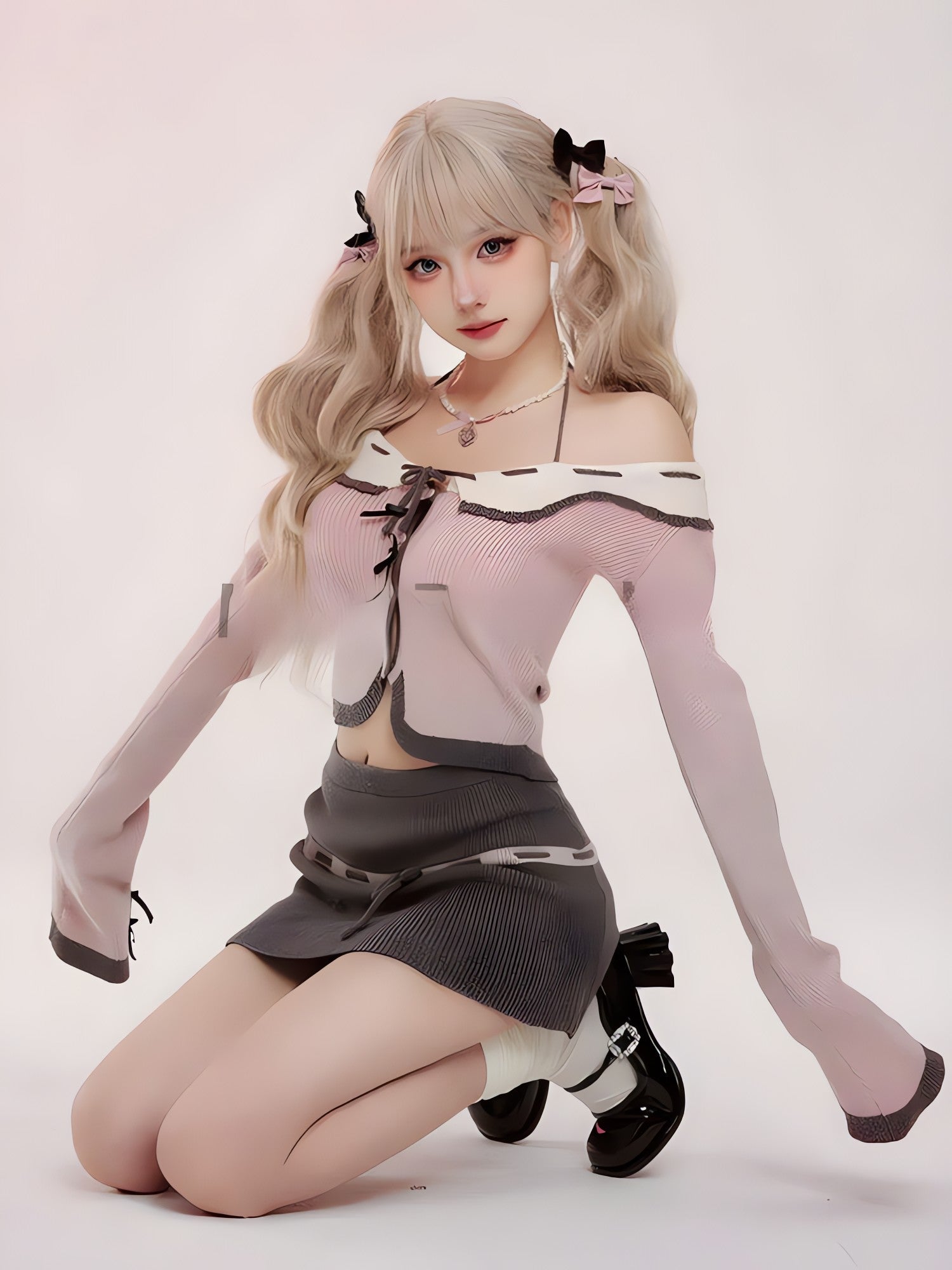 Kawaii Corduroy Knitted Two Piece Set - KAYSMAR