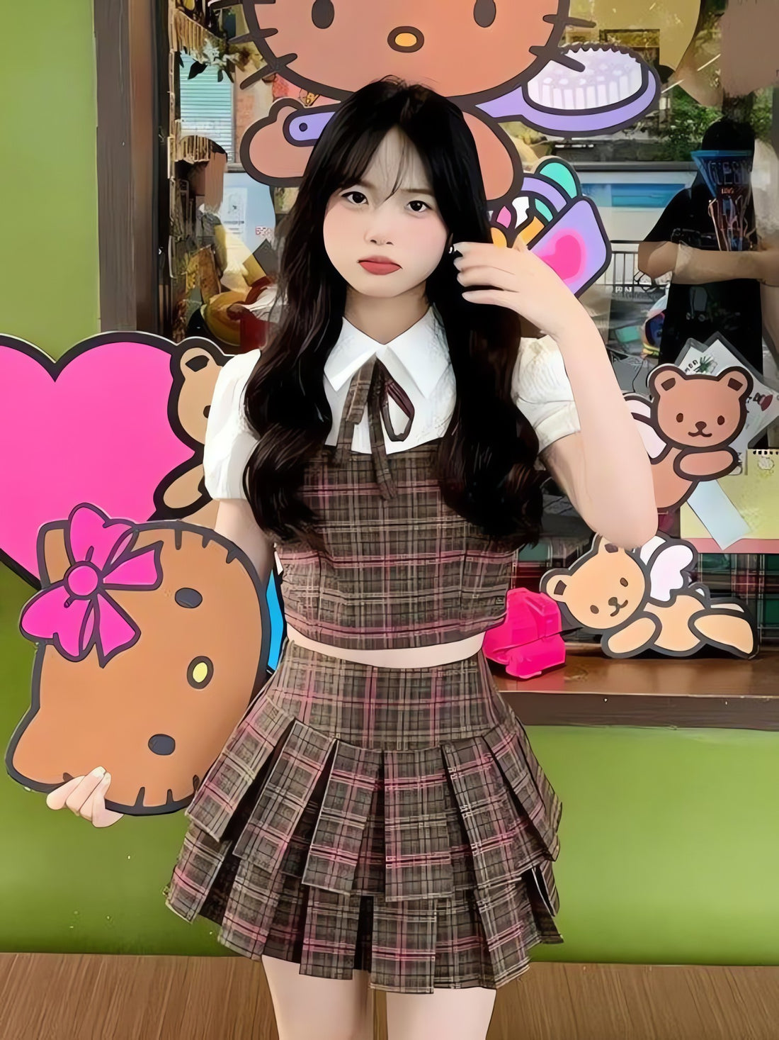 Kawaii Plaid Two Piece Set - KAYSMAR