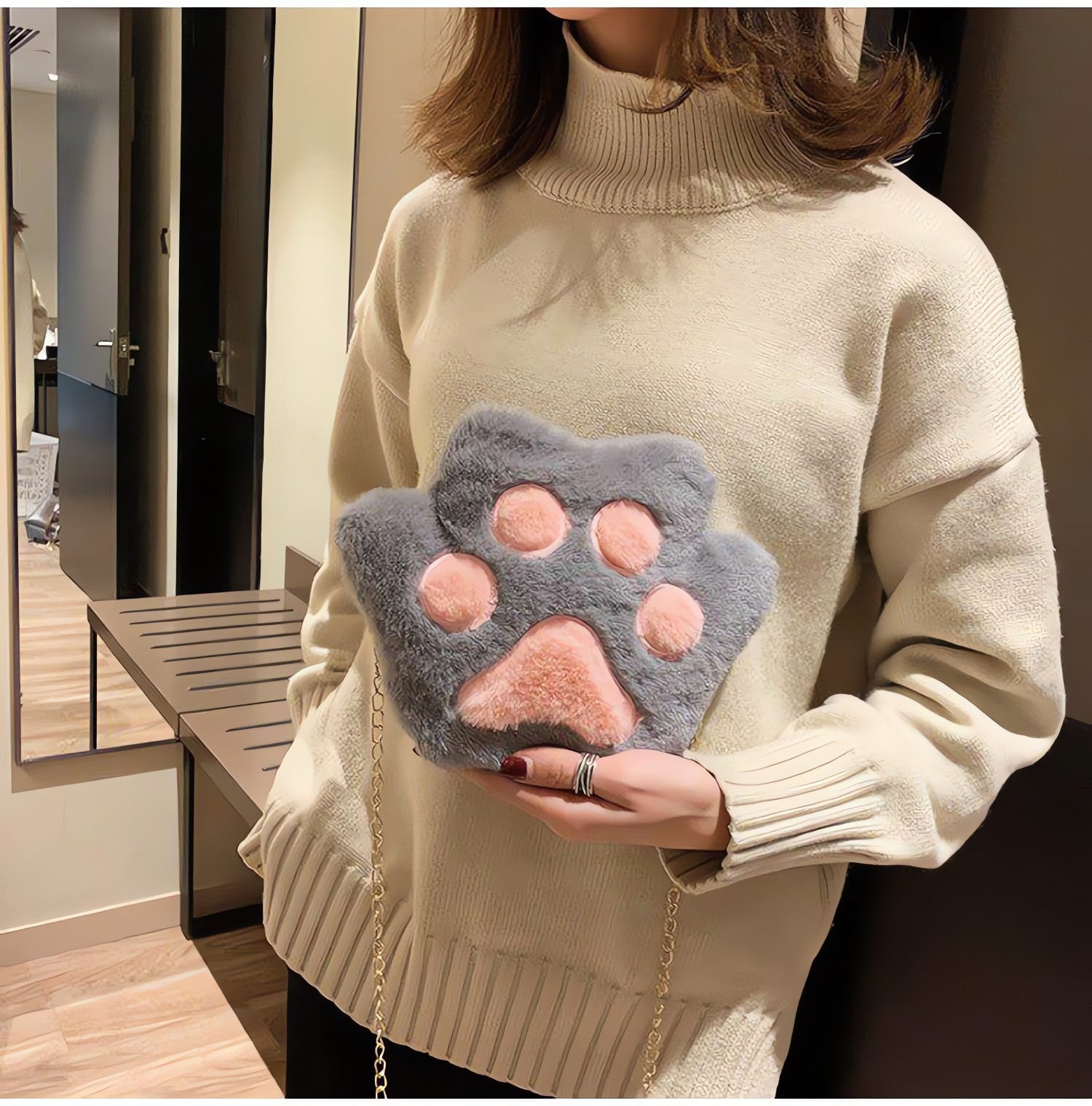 Kawaii Plush Paw Crossbody Bag - KAYSMAR