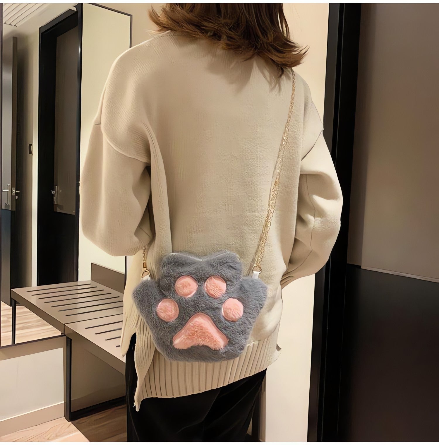 Kawaii Plush Paw Crossbody Bag - KAYSMAR