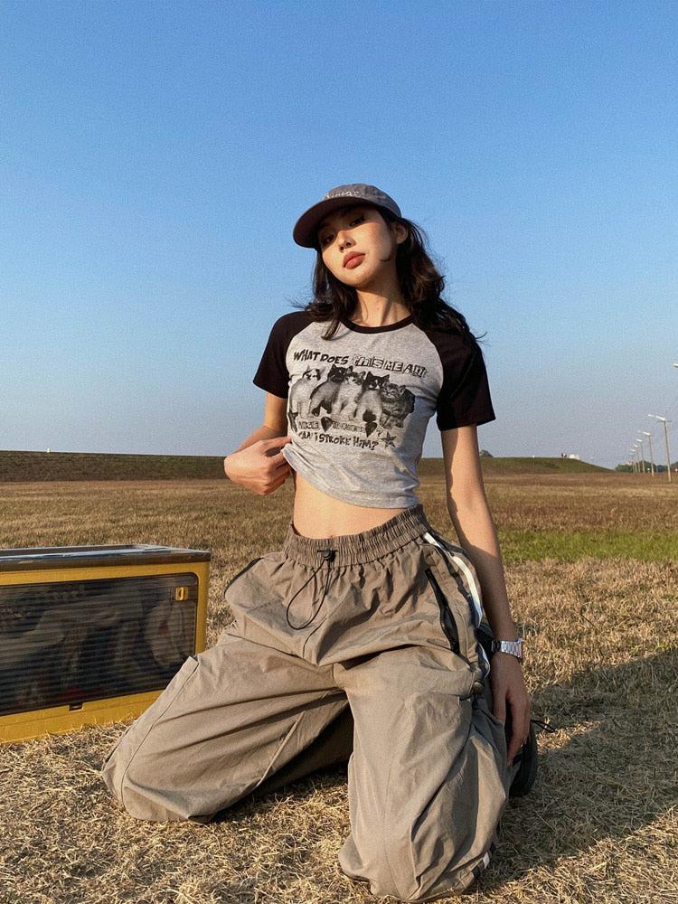 Kitty Print Crop Tee - KAYSMAR