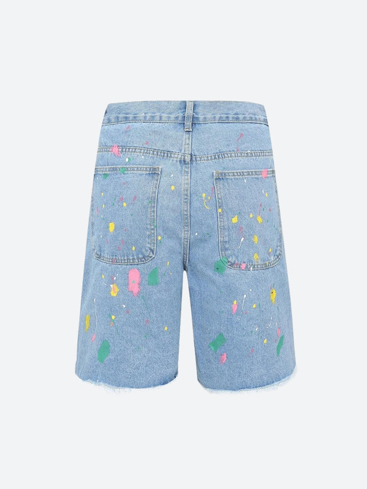 Knitted Flower Patch Denim Shorts - KAYSMAR