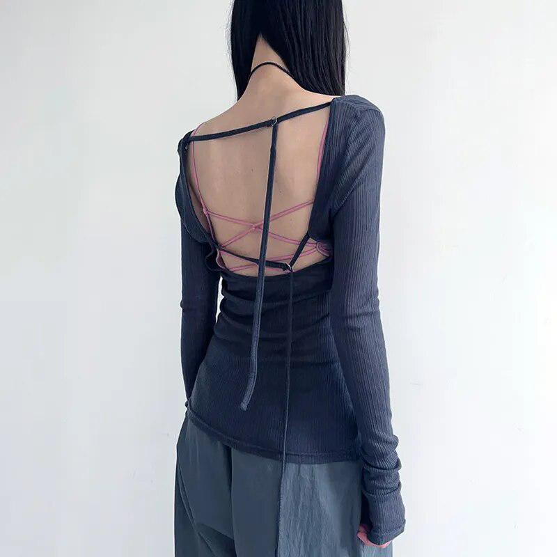 Knitted Mesh Backless Top - KAYSMAR