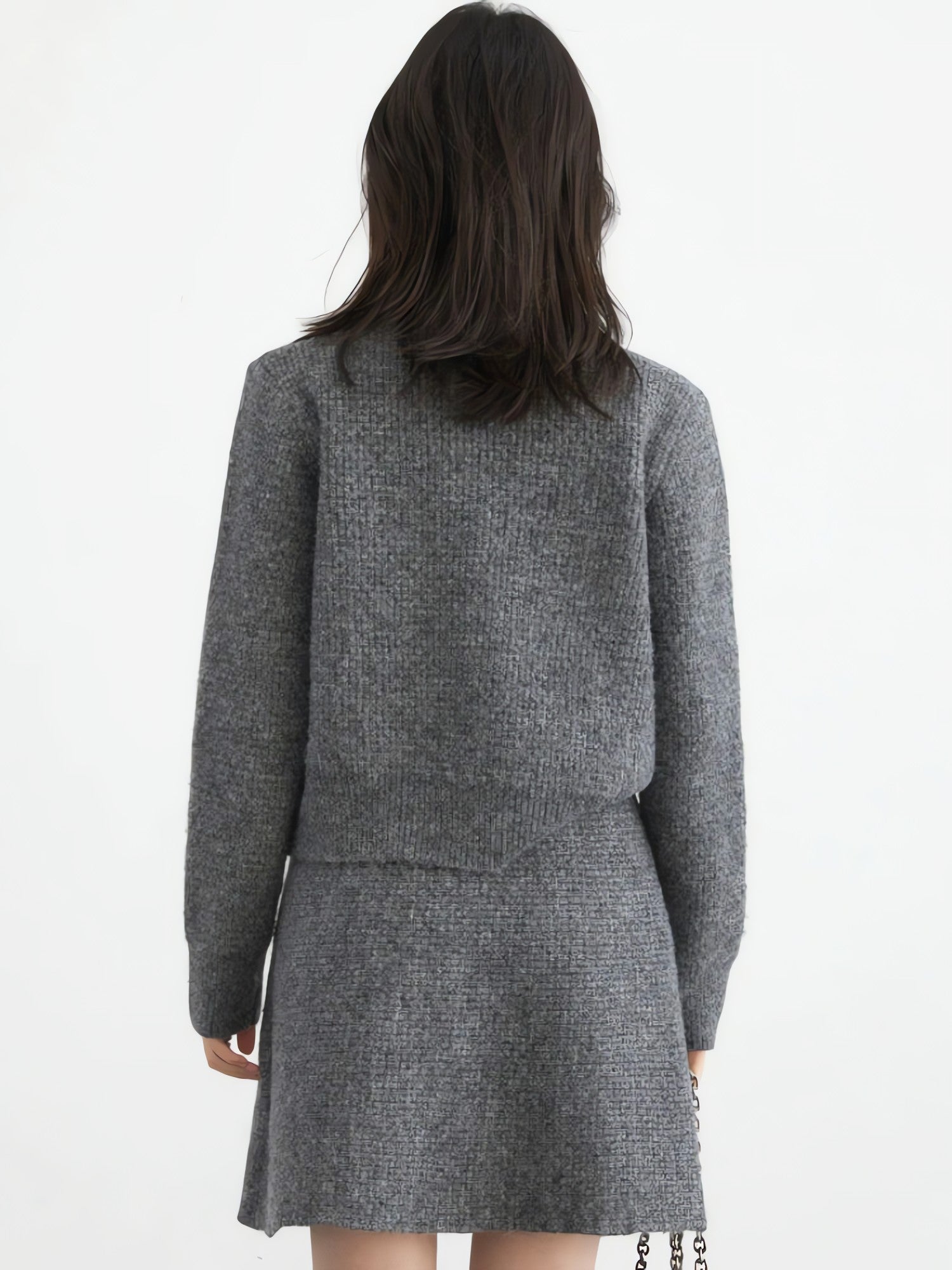 Knitted Button-Up Cardigan & Mini Skirt Two Piece Set - KAYSMAR