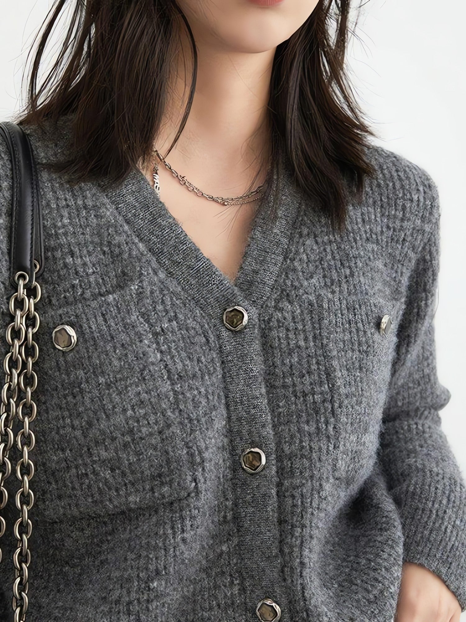 Knitted Button-Up Cardigan & Mini Skirt Two Piece Set - KAYSMAR