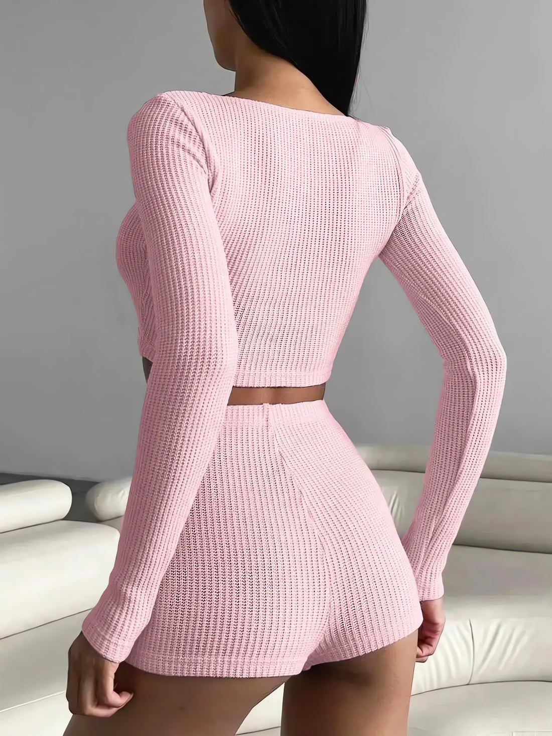 Knitted Crop Top & Shorts Two Piece Set - KAYSMAR