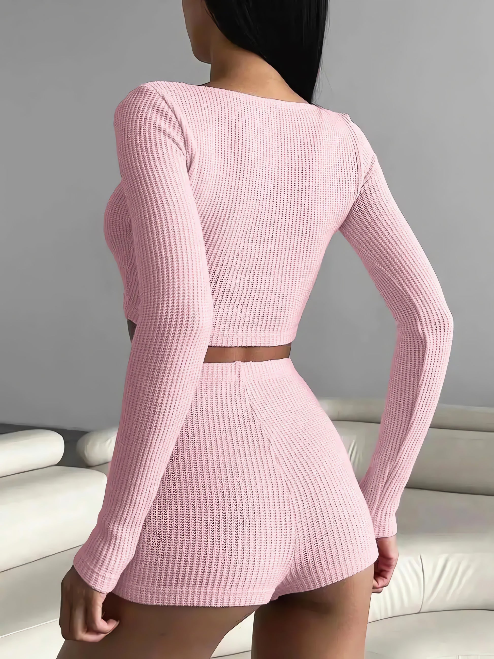 Knitted Crop Top & Shorts Two Piece Set - KAYSMAR