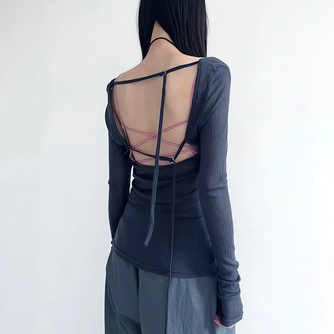 Knitted Mesh Backless Top - KAYSMAR