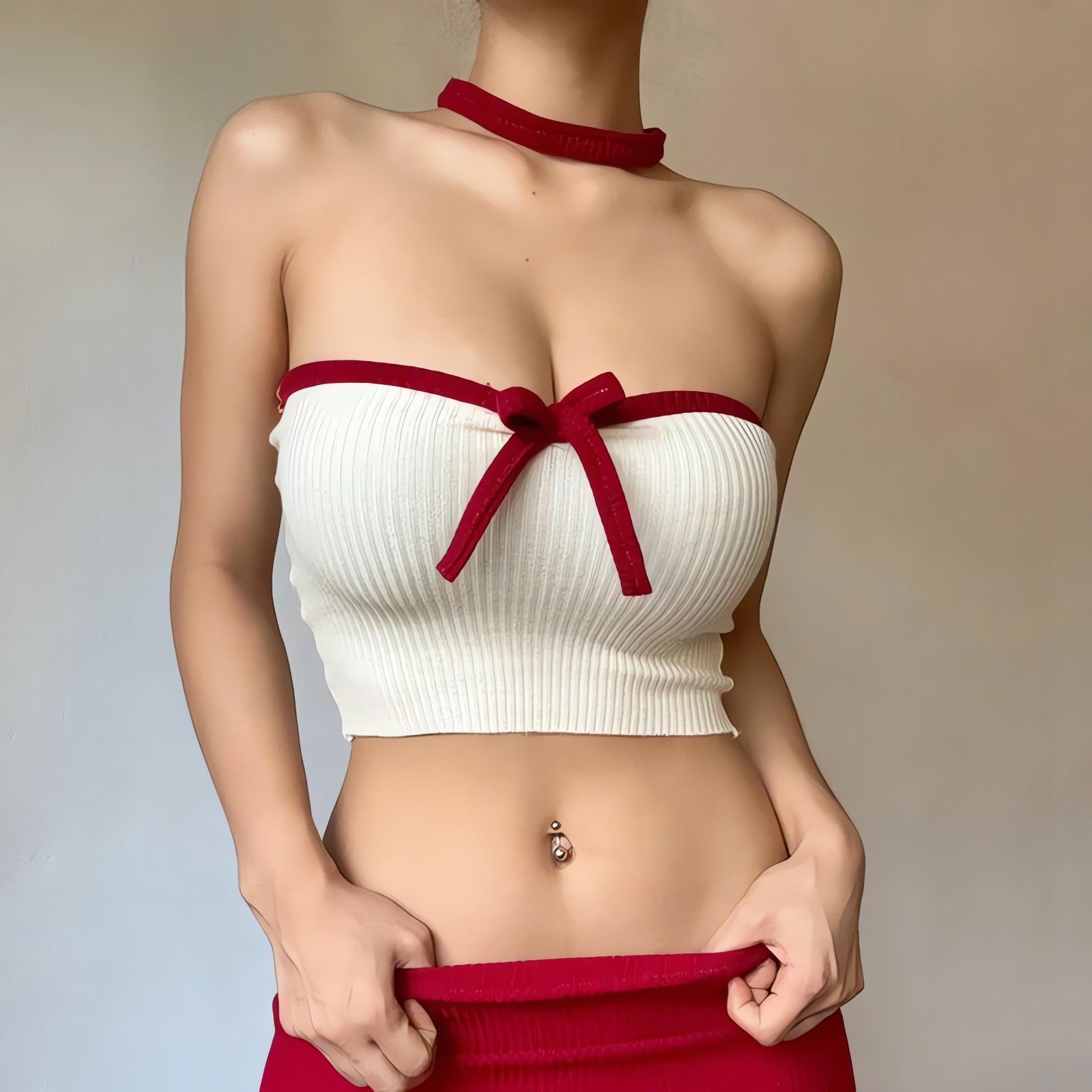 Knitted Strapless Crop Top
