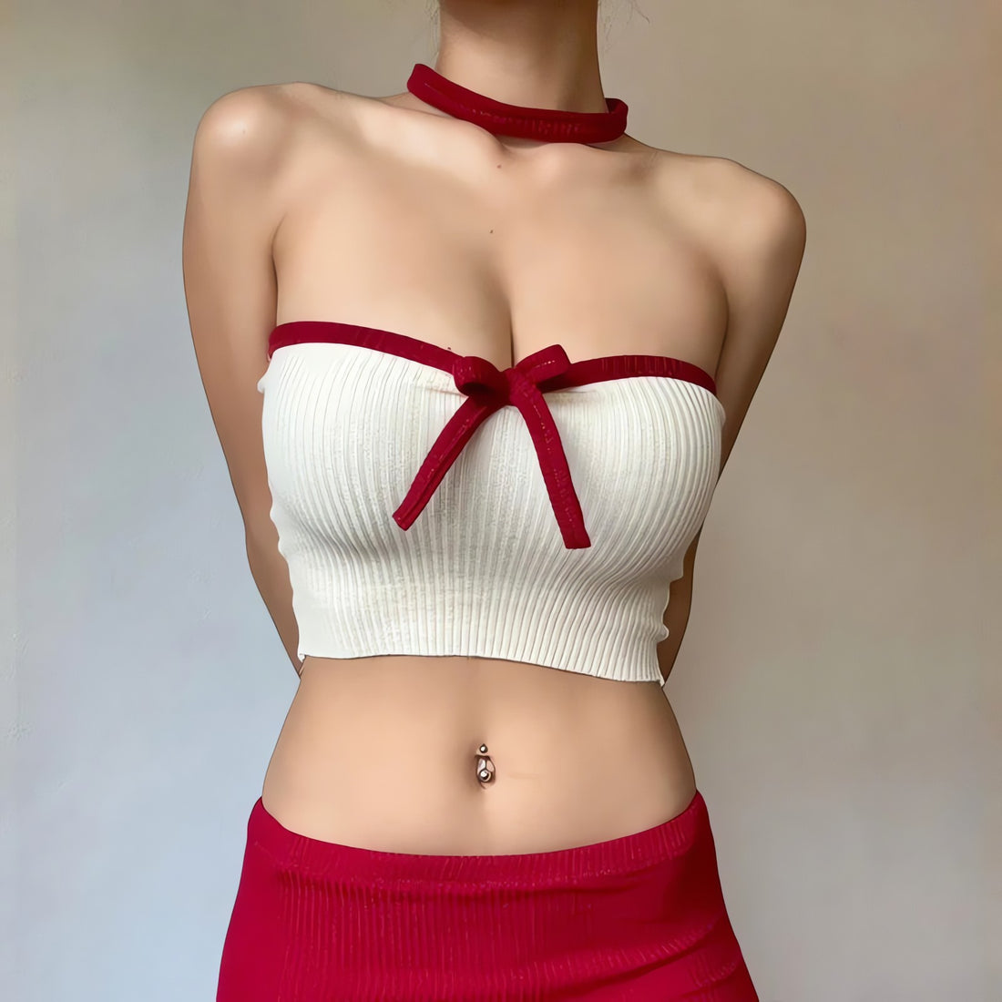 Knitted Strapless Crop Top