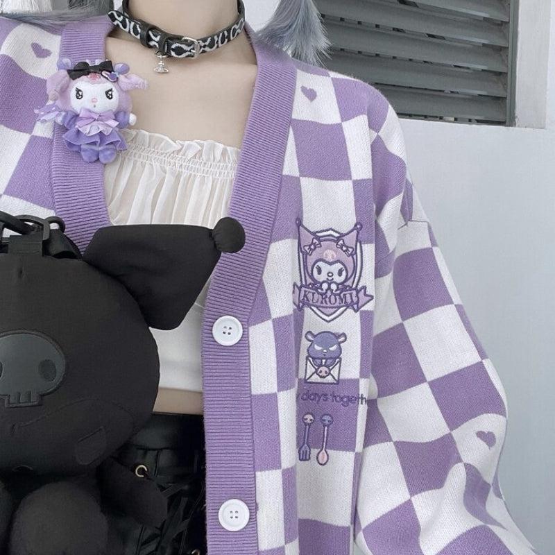 Kuromi Buttoned Purple Cardigan - KAYSMAR