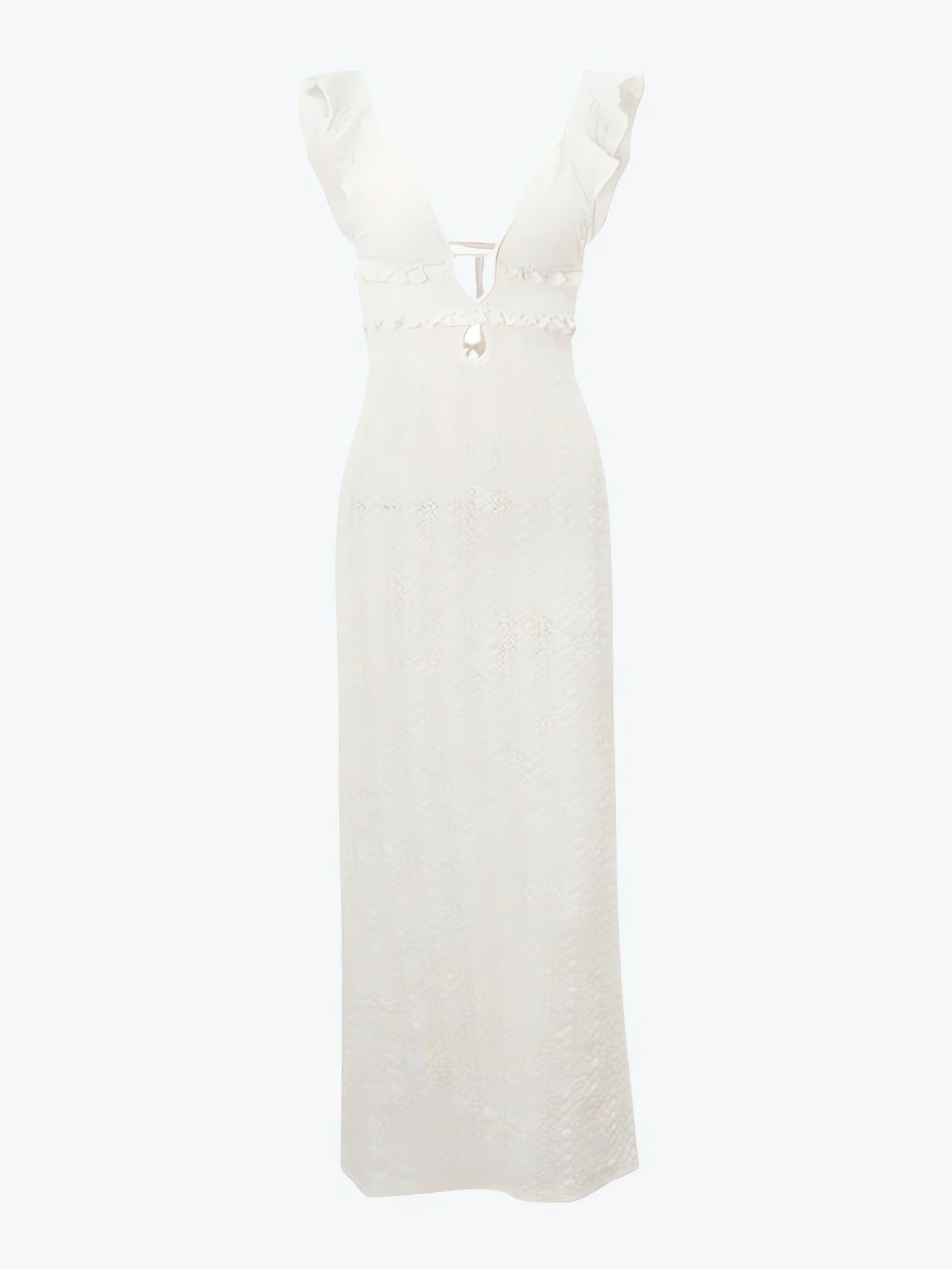 Lace Backless Plunge Neck Maxi Dress - KAYSMAR