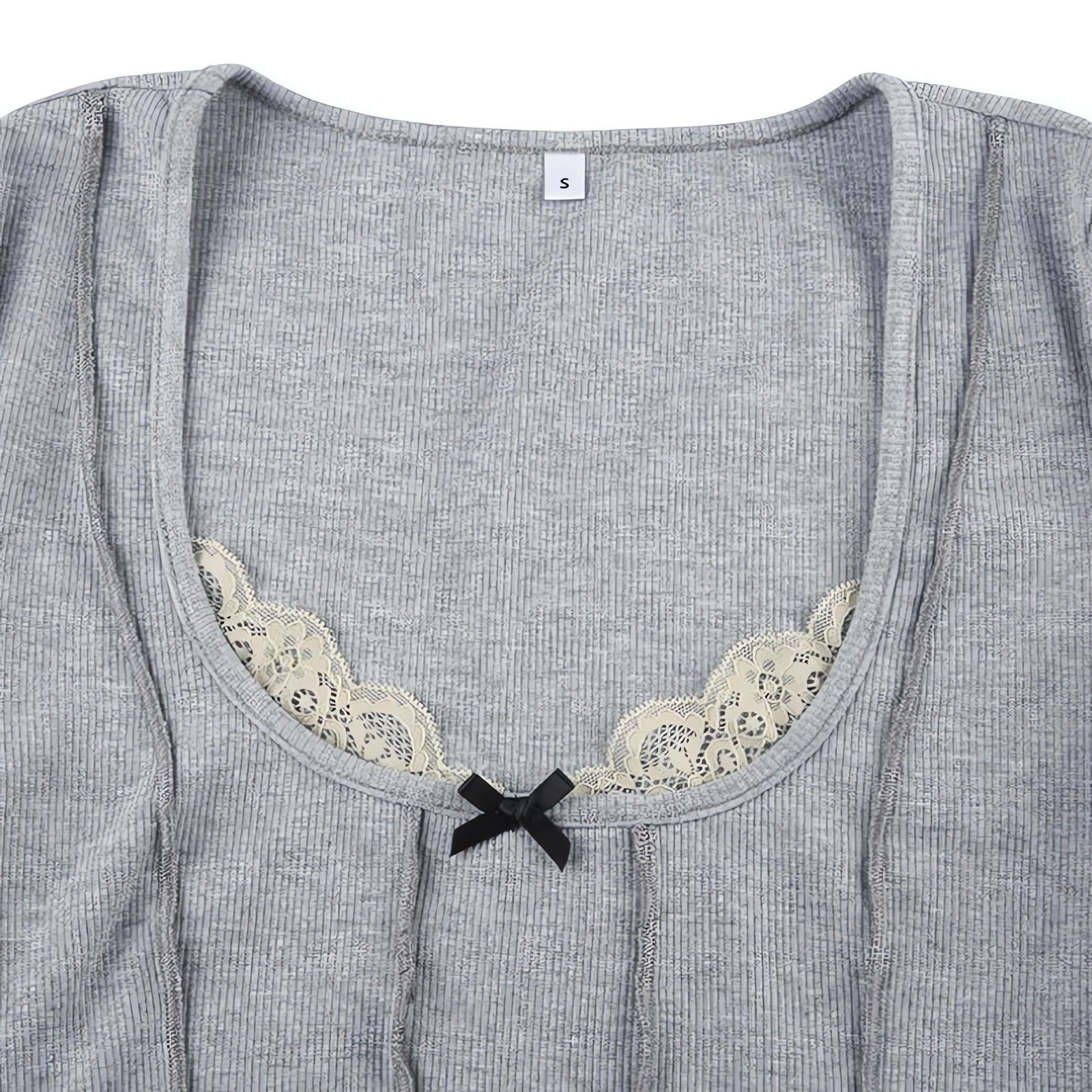 Lace Trim Ribbed Crop Top - KAYSMAR
