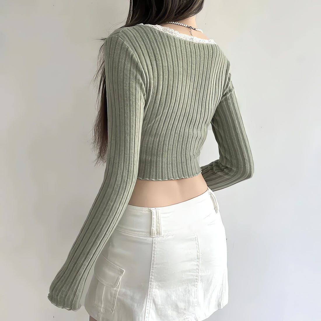 Lace Trim Slit Plush Top - KAYSMAR
