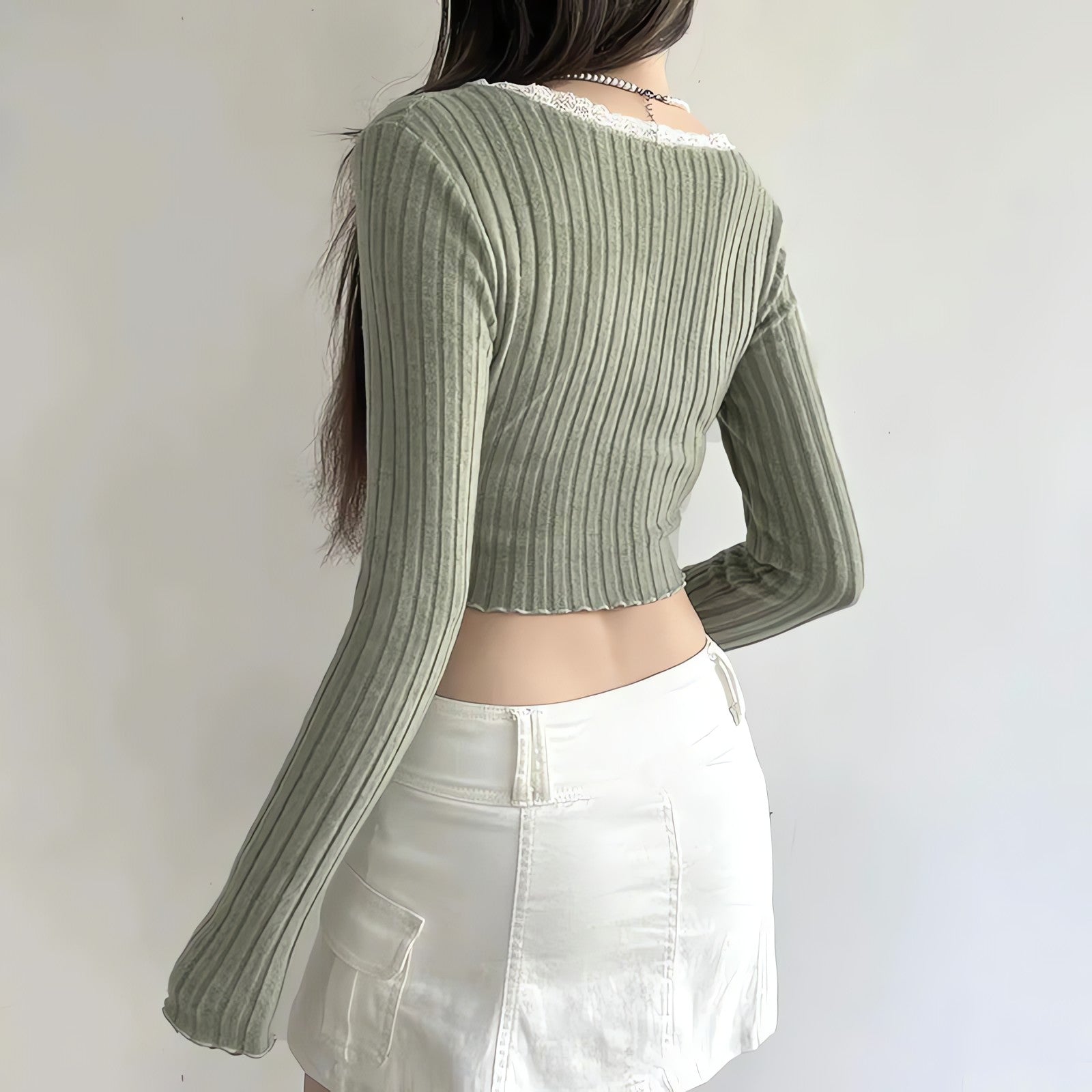 Lace Trim Slit Plush Top - KAYSMAR