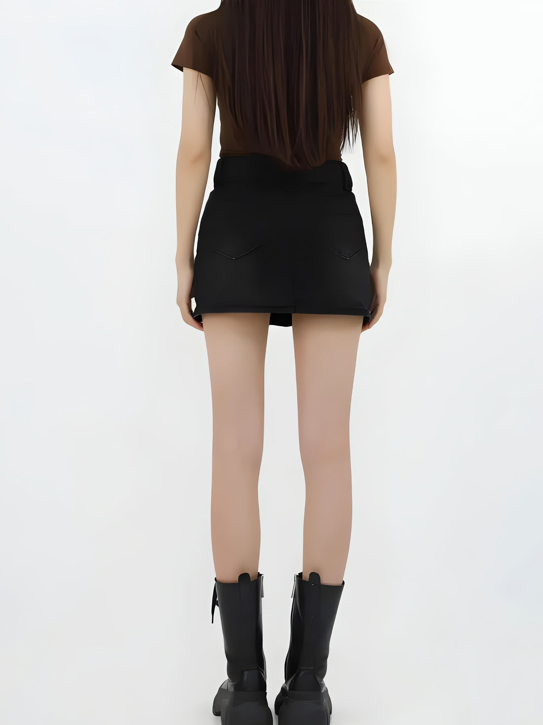 Lace Up Belted Denim Mini Skort - KAYSMAR