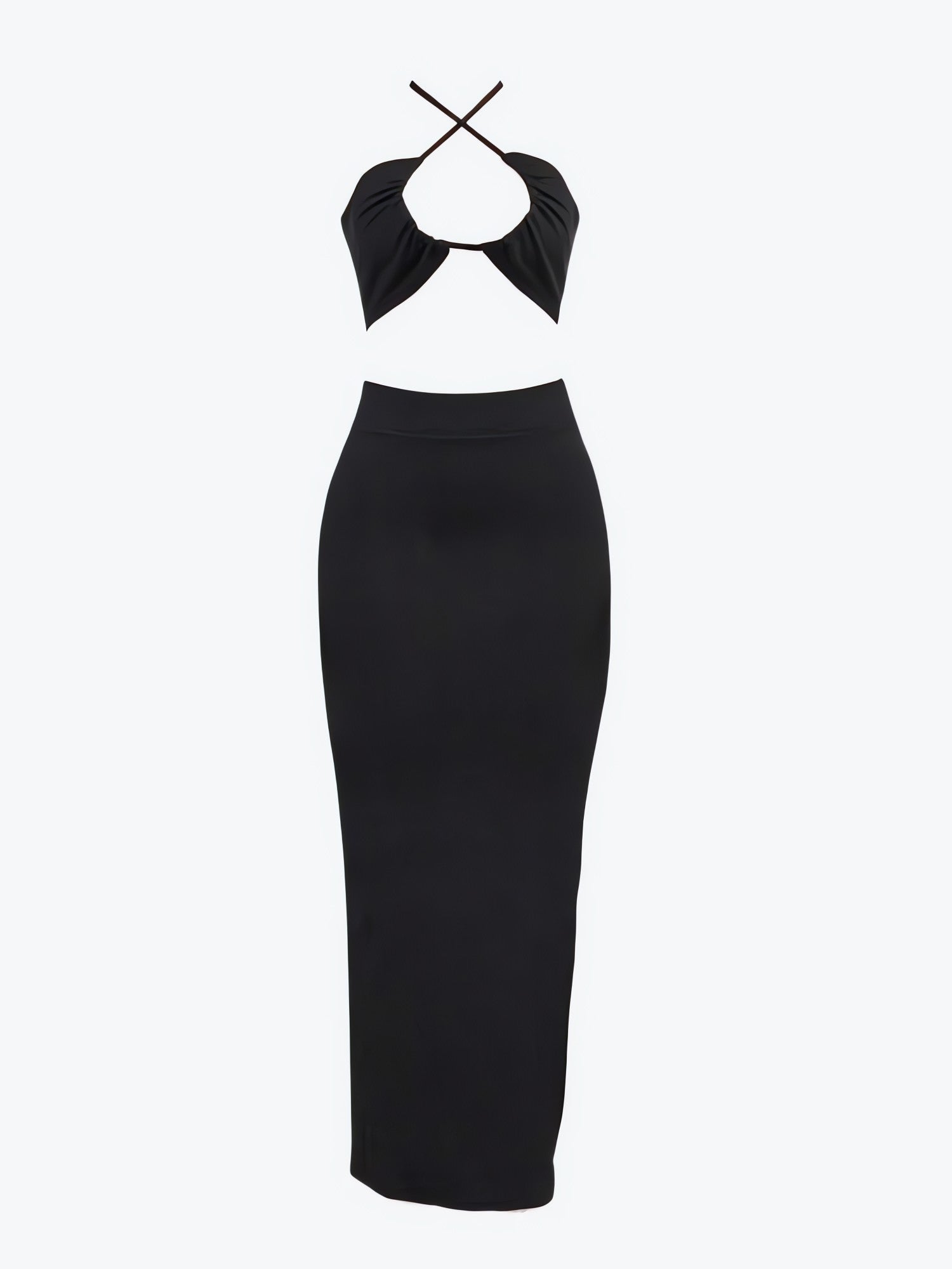 Lace Up Crop Top & Slit Maxi Skirt Two Piece Set - KAYSMAR