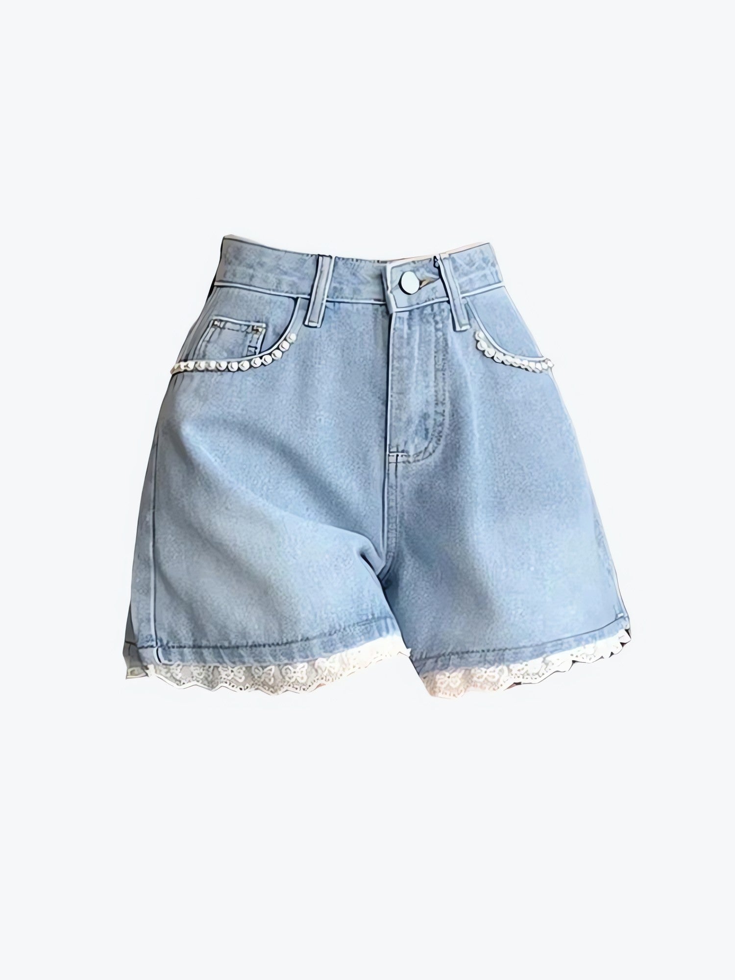 Lace Wide Leg Denim Shorts - KAYSMAR